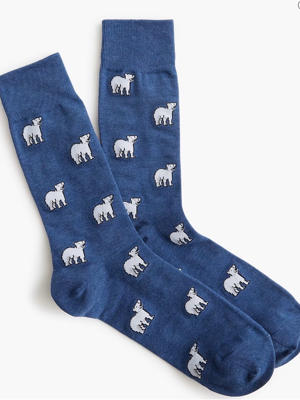 J. Crew Navy Crew Socks with White Polar Bear Motif